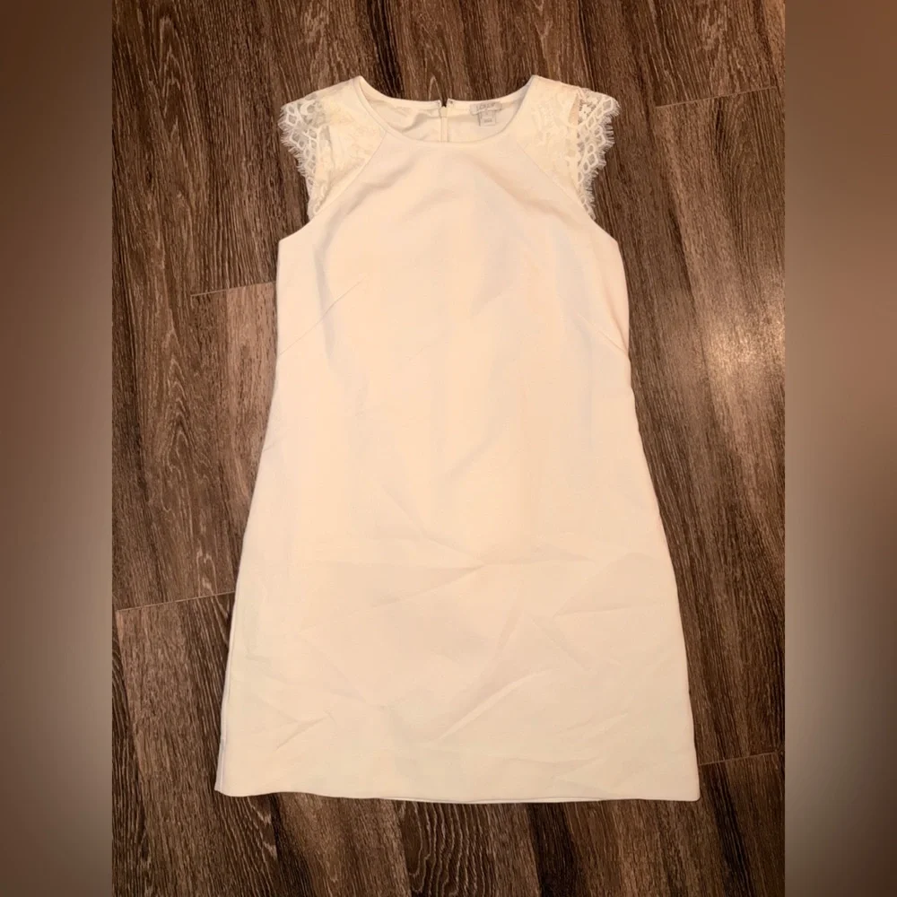 J. Crew White Lace-Trim Mini Dress